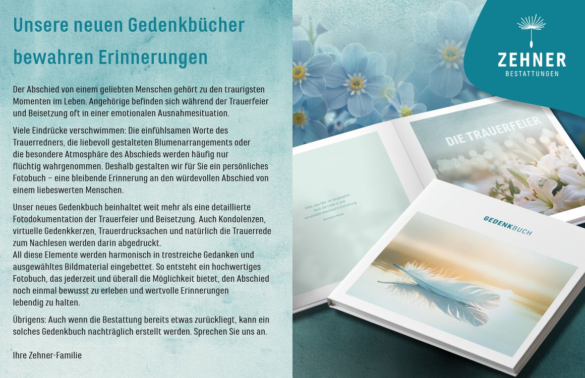 Werbeanzeige Gedenkbuch im neuen Design